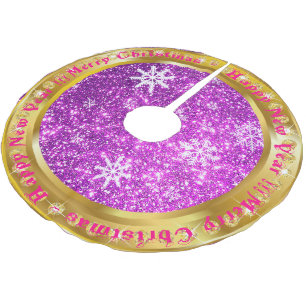 Jupon De Sapin En Polyester Brossé Parties scintillant or populaire Snowflake violet 