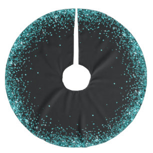 Jupon De Sapin En Polyester Brossé Parties scintillant tendance Art Black Turquoise T