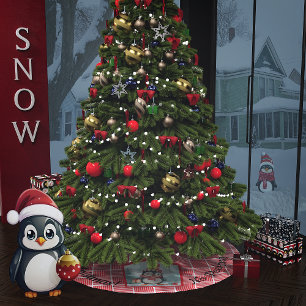 Jupon De Sapin En Polyester Brossé Pas de pingouin de Noël de Pékin