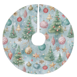 JUPON DE SAPIN EN POLYESTER BROSSÉ PASTEL VERT ET ROUGE NOËL ORNAMENTS & ARBRES