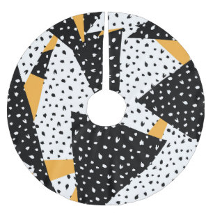 Jupon De Sapin En Polyester Brossé Patchwork de points minimaux : noir blanc jaune