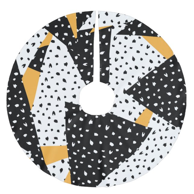 Jupon De Sapin En Polyester Brossé Patchwork de points minimaux : noir blanc jaune (Devant)