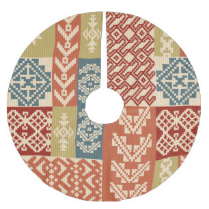 Jupon De Sapin En Polyester Brossé Patchwork géométrique Ethnic Motif sans fil