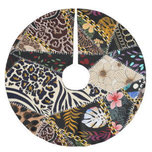 Jupon De Sapin En Polyester Brossé Patchwork Leopard : Ethnic Lining Design.