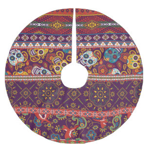 Jupon De Sapin En Polyester Brossé patchwork mexicain : design vintage traditionnel.