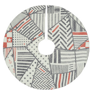 Jupon De Sapin En Polyester Brossé Patchwork rétro : Conception géométrique Abstraite