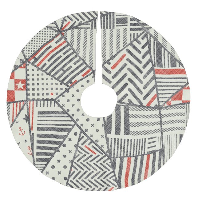 Jupon De Sapin En Polyester Brossé Patchwork rétro : Conception géométrique Abstraite (Devant)