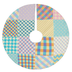 Jupon De Sapin En Polyester Brossé Patchwork vintage : Arrière - plan sans couture te