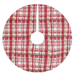 Jupon De Sapin En Polyester Brossé Pays Noël rouge blanc beige tates plaid