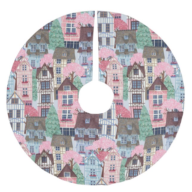 Jupon De Sapin En Polyester Brossé Paysage hivernal Jupe Polyester Brossé (Devant)