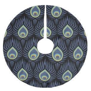 Jupon De Sapin En Polyester Brossé Peacock Feather : Motif élégant.
