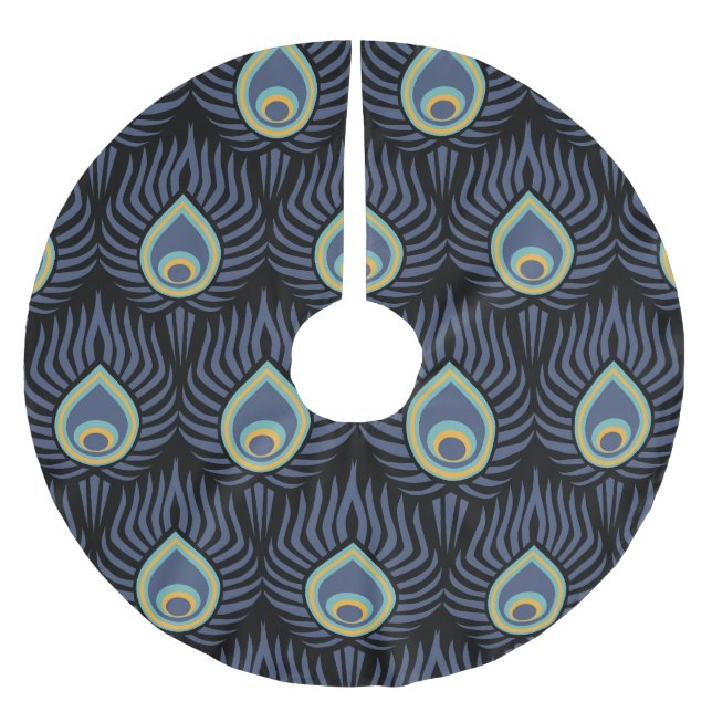 Jupon De Sapin En Polyester Brossé Peacock Feather : Motif élégant. (Devant)