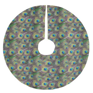 Jupon De Sapin En Polyester Brossé Peacock Feathers Tree Skirt