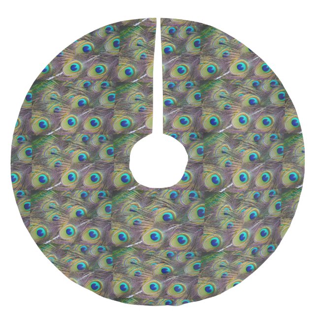 Jupon De Sapin En Polyester Brossé Peacock Feathers Tree Skirt (Devant)
