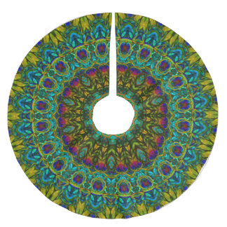Jupon De Sapin En Polyester Brossé Peacock Mandala Christmas Tree Jupe