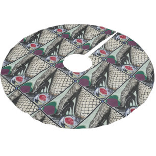 Jupon De Sapin En Polyester Brossé Peinture de 'poissons de fête' sur une