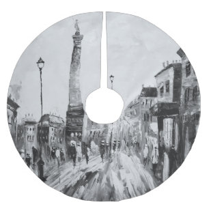 Jupon De Sapin En Polyester Brossé Peintures artistiques en noir et blanc.