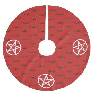 Jupon De Sapin En Polyester Brossé Pentacle et jupe Holly Yule Tree, Pagan, sorcière