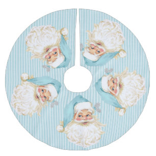 Jupon De Sapin En Polyester Brossé Père Noël à l'ancienne Rayure turquoise