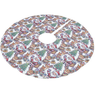 Jupon De Sapin En Polyester Brossé Père Noël Cadeaux Renne Festif Noël