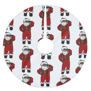 Jupon De Sapin En Polyester Brossé père Noël en velours rouge noir