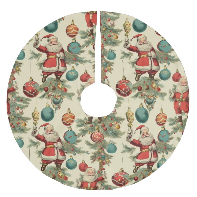 Jupon De Sapin En Polyester Brossé Père Noël kitch et décorations  (Devant)