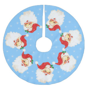 Jupon De Sapin En Polyester Brossé Père Noël Mandala & flocons de neige sur fond bleu
