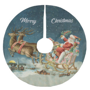 Jupon De Sapin En Polyester Brossé Père Noël Noël Antique Traîneau Renne
