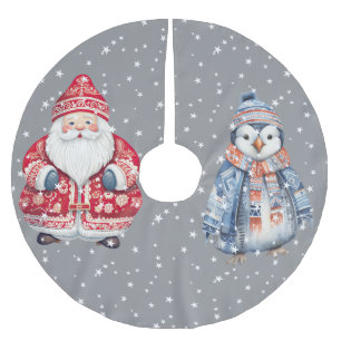 Jupon De Sapin En Polyester Brossé Père Noël populaire scandinave