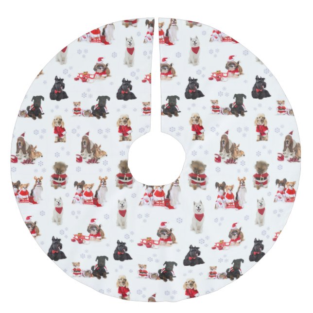 JUPON DE SAPIN EN POLYESTER BROSSÉ PÈRE NOËL PUPS (Devant)