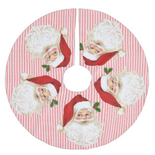 Jupon De Sapin En Polyester Brossé Père Noël vintage à rayures