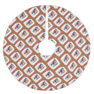 Jupon De Sapin En Polyester Brossé Père Noël vintage et poème