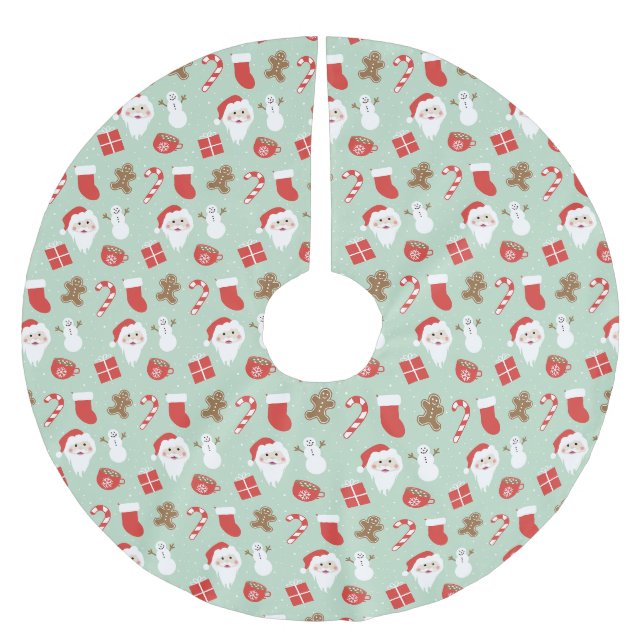 Jupon De Sapin En Polyester Brossé Période de Noël   (Devant)