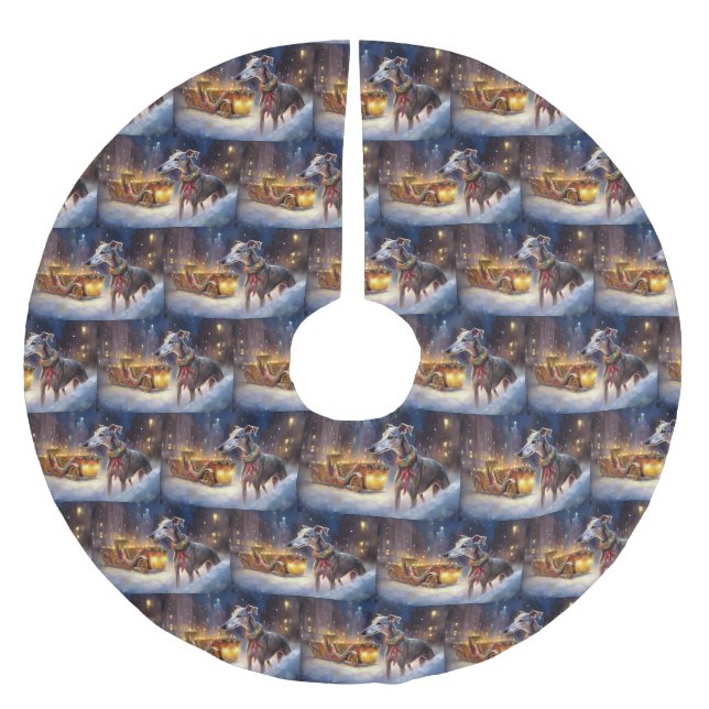 Jupon De Sapin En Polyester Brossé Période des Fêtes de Noël Greyhound (Devant)