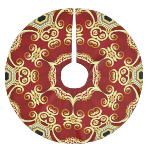 Jupon De Sapin En Polyester Brossé Perle d'or : illustration de cadre décoratif.