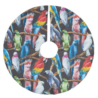 Jupon De Sapin En Polyester Brossé Perroquet : papier peint d'aquarelle tropicale.
