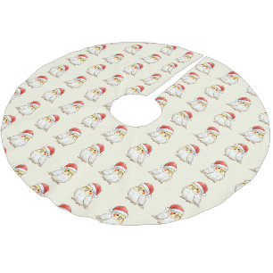 Jupon De Sapin En Polyester Brossé Perruche de Noël portant un chapeau de Père Noël