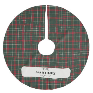 Jupon De Sapin En Polyester Brossé Personalized Family Name Tartan Christmas Tree Ski