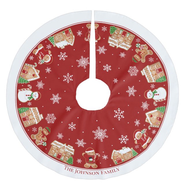 Jupon De Sapin En Polyester Brossé Personalized Gingerbread Village (Devant)