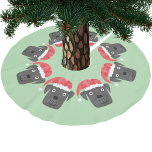 Jupon De Sapin En Polyester Brossé Petit chien noir à Santa Hat<br><div class="desc">Aquarelle peinture de chiens noirs mignons dans les chapeaux de Noël festifs sur un arrière - plan vert pomme,  parfait pour les amoureux des animaux de compagnie. Art original de Nic Squirrell.</div>