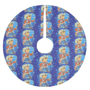 Jupon De Sapin En Polyester Brossé Petit cow-boy avec une corde Joyeux Noël
