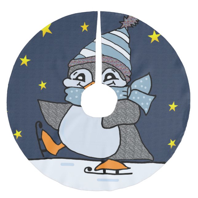 Jupon De Sapin En Polyester Brossé Petit pingouin (Devant)