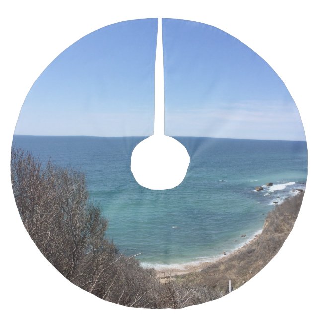 Jupon De Sapin En Polyester Brossé Photo personnalisée image Noël (Devant)