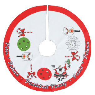 Jupon De Sapin En Polyester Brossé Pickleball Vacances Joie Rouge Blanc Personnalisé