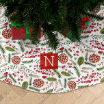 Jupon De Sapin En Polyester Brossé Pine cone cardinal Christmas monogram<br><div class="desc">Pine cone cardinal Christmas monogram all-overprint. Original artwork by Caroline Bonne Müller.</div>
