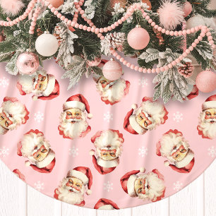 Jupon De Sapin En Polyester Brossé Pink Vintage Santa Claus Face Aquarelle