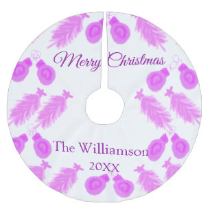 Jupon De Sapin En Polyester Brossé Pinky noël rétro ajouter nom texte année cloches a