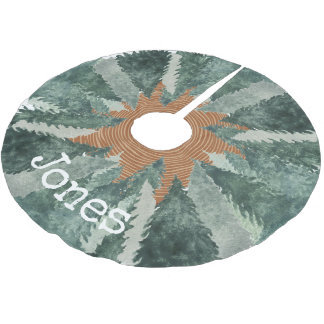 Jupon De Sapin En Polyester Brossé Pins peints à l'aquarelle Nom de famille personnal