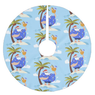 Jupon De Sapin En Polyester Brossé plage tropicale été Noël vacances père Noël