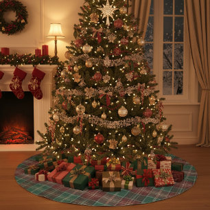 Jupon De Sapin En Polyester Brossé Plaid Automnal Rustique